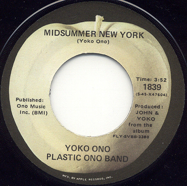 Yoko Ono, The Plastic Ono Band : Mrs. Lennon / Midsummer New York (7", Single)