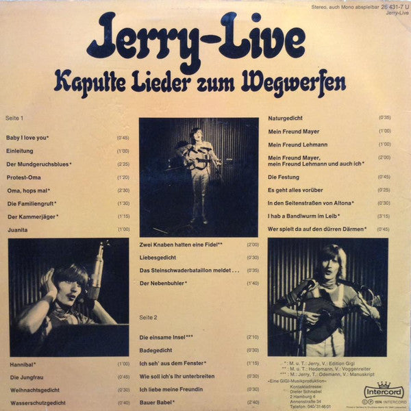 Jerry (50) : Jerry-Live - Kaputte Lieder Zum Wegwerfen (LP)