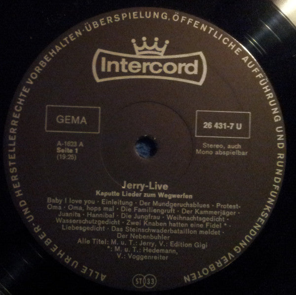 Jerry (50) : Jerry-Live - Kaputte Lieder Zum Wegwerfen (LP)