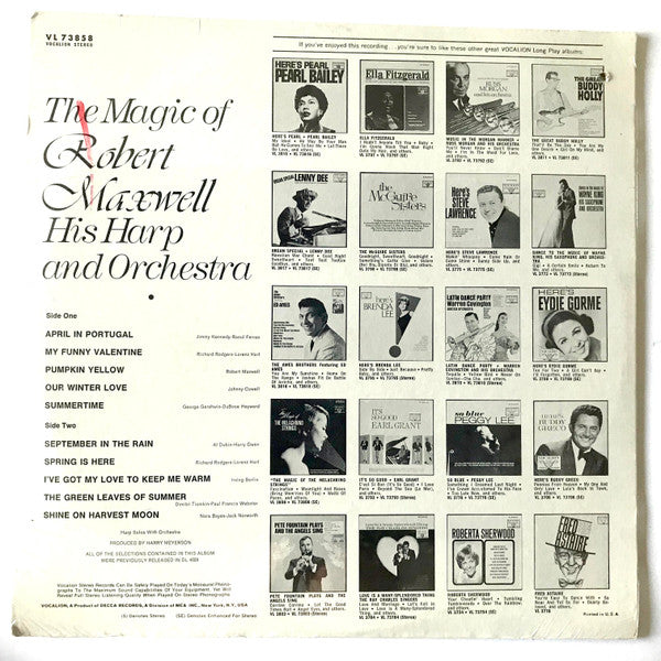Robert Maxwell, His Harp And Orchestra : The Magic Of Robert Maxwell His Harp & Orchestra (LP, RE)