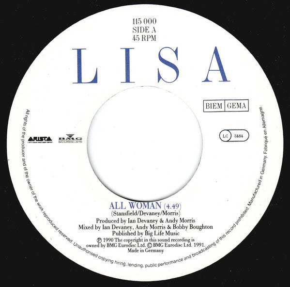 Lisa Stansfield : All Woman (7", Single)
