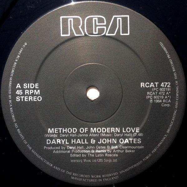 Daryl Hall & John Oates : Method Of Modern Love (12")