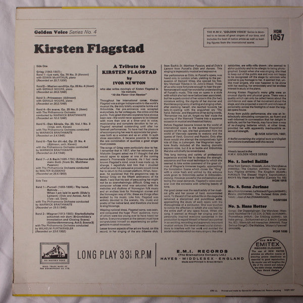 Kirsten Flagstad, Warwick Braithwaite, Wilhelm Furtwängler, Walter Susskind, Gerald Moore, Edwin McArthur : Kirsten Flagstad (LP, Comp, Mono)