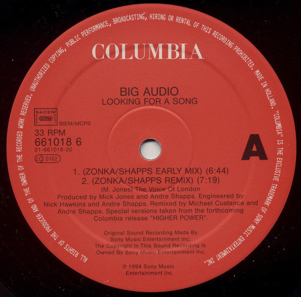 Big Audio : Looking For A Song (12")