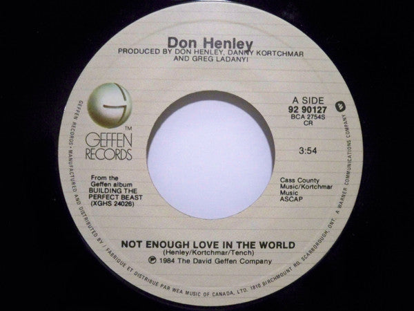 Don Henley : Not Enough Love In The World (7", Single)