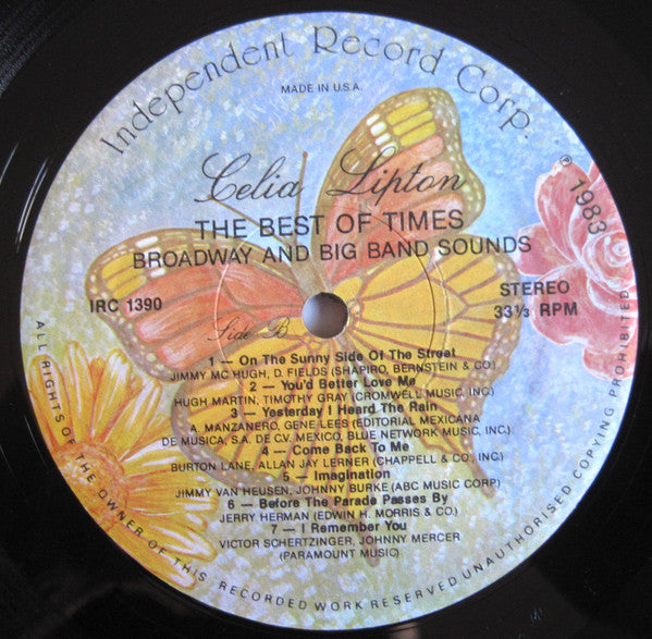 Celia Lipton : The Best Of Times / Broadway & Big Band Sounds (LP)