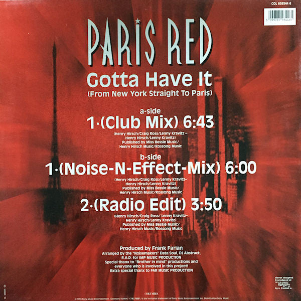 Paris Red : Gotta Have It (From New York Straight To Paris) (12")