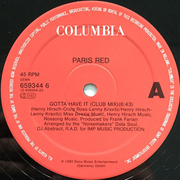 Paris Red : Gotta Have It (From New York Straight To Paris) (12")