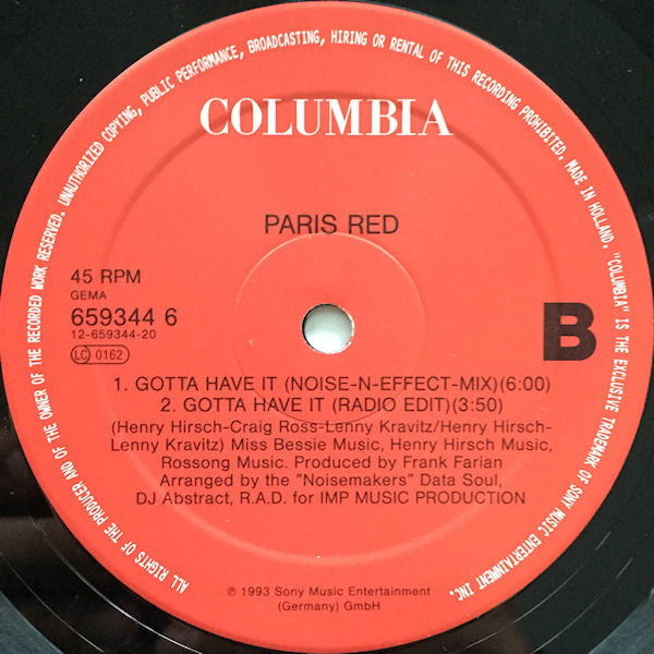 Paris Red : Gotta Have It (From New York Straight To Paris) (12")