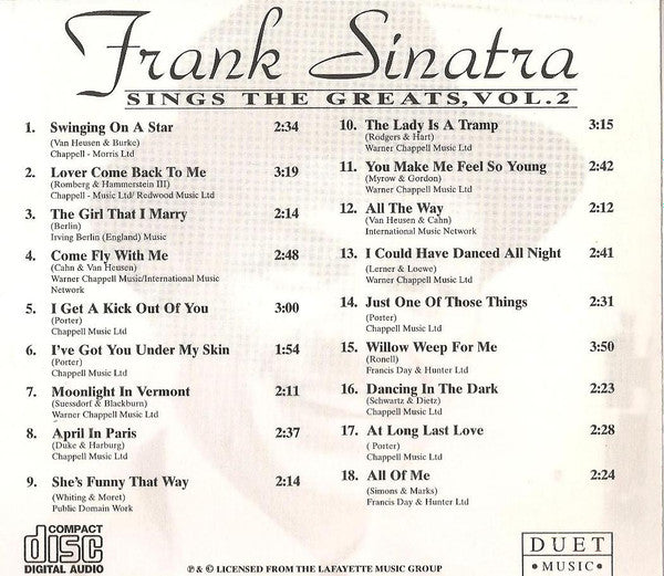 Frank Sinatra : Sings The Greats, Vol. 2 (CD, Comp)