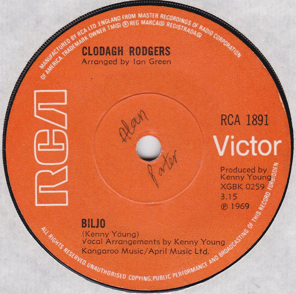 Clodagh Rodgers : Biljo (7", Single, Sol)