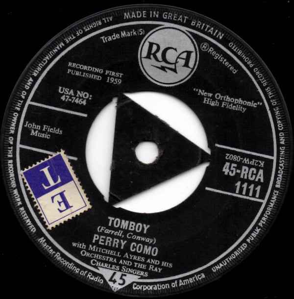 Perry Como : Tomboy / Kiss Me And Kiss Me And Kiss Me (7")
