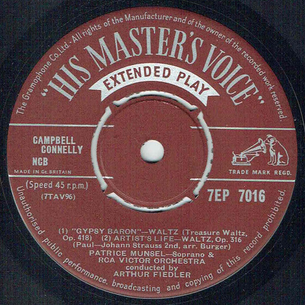 Patrice Munsel - Soprano  & RCA Victor Symphony Orchestra  Conducted By  Arthur Fiedler : Emperor / Gypsy Baron (7", EP)