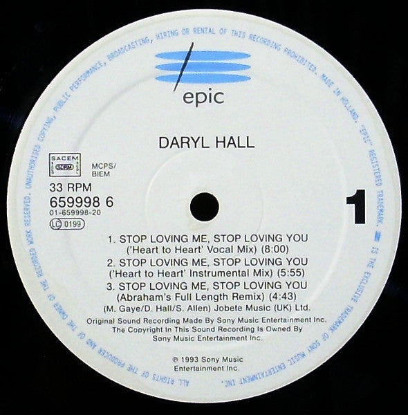 Daryl Hall : Stop Loving Me, Stop Loving You (12")