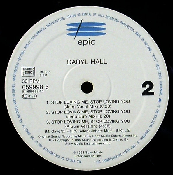 Daryl Hall : Stop Loving Me, Stop Loving You (12")