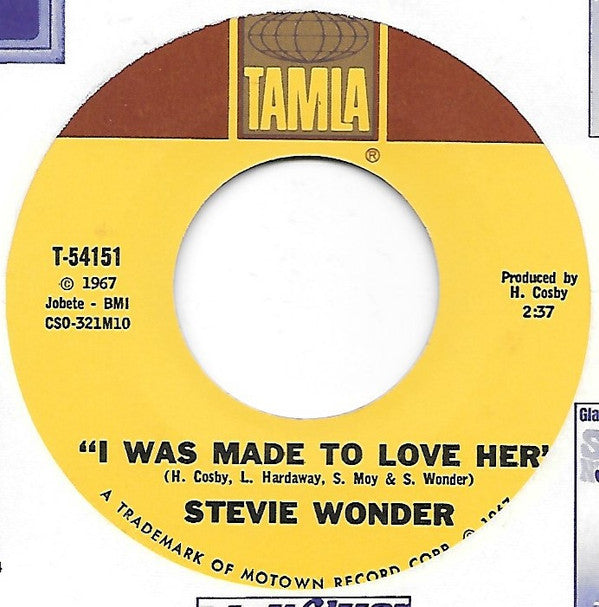 Stevie Wonder : I Was Made To Love Her / Hold Me (7", Single, Mon)