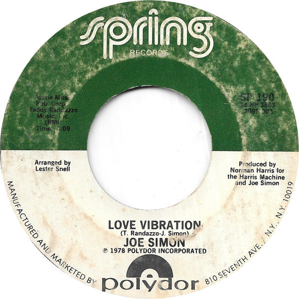 Joe Simon : Love Vibration (7", PRC)
