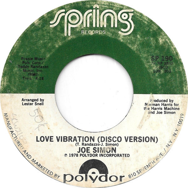 Joe Simon : Love Vibration (7", PRC)