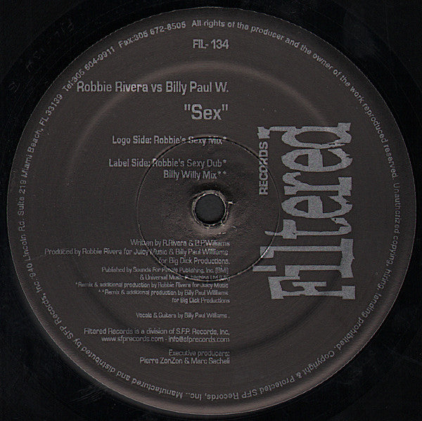 Robbie Rivera Vs. Billy Paul Williams : Sex (12")