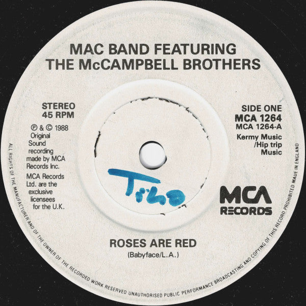 Mac Band Featuring The McCampbell Brothers : Roses Are Red (7", Single, Pap)
