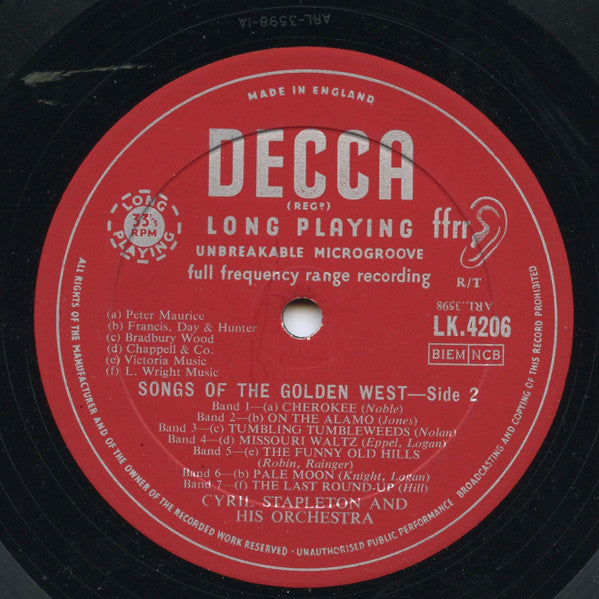 Cyril Stapleton And His Orchestra : Song Of The Golden West (LP, Album)