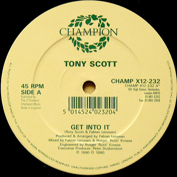 Tony Scott : Get Into It / That's How I'm Living / The Chief (12")