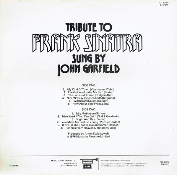 John Garfield (3) : Tribute To Frank Sinatra (LP)