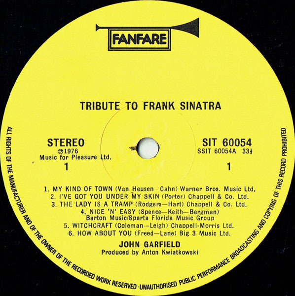 John Garfield (3) : Tribute To Frank Sinatra (LP)