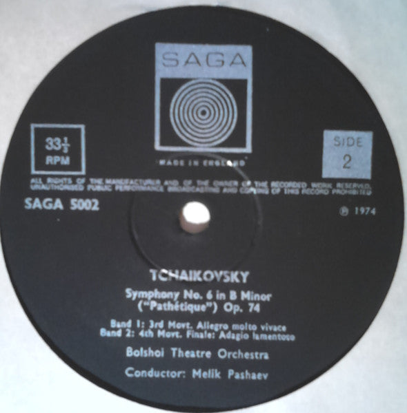 Tchaikovsky*, Bolshoi Theatre Orchestra, Melik Pashaev* : "Pathetique" Symphony No 6 In B Minor Op 74 (LP)