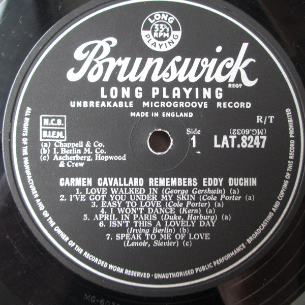 Carmen Cavallaro : Carmen Cavallaro Remembers Eddy Duchin (LP)