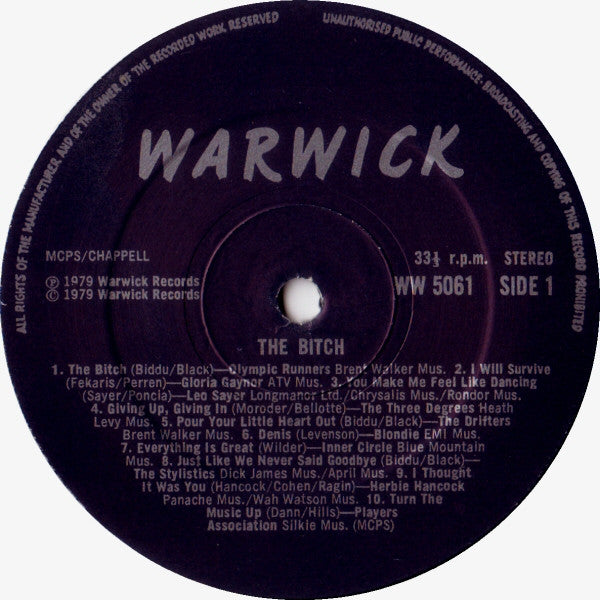 Various : The Bitch (20 Smash Disco Hits Including The Original Soundtrack) (LP, Comp, Gat)