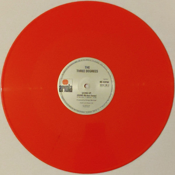 The Three Degrees : Giving Up - Giving In (Extended Version) (12", Single, Ltd, Red)