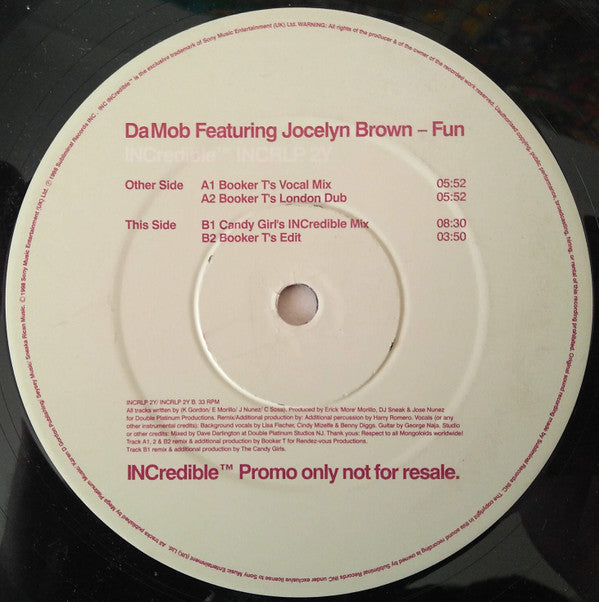 Da Mob Featuring Jocelyn Brown : Fun (12", Promo)