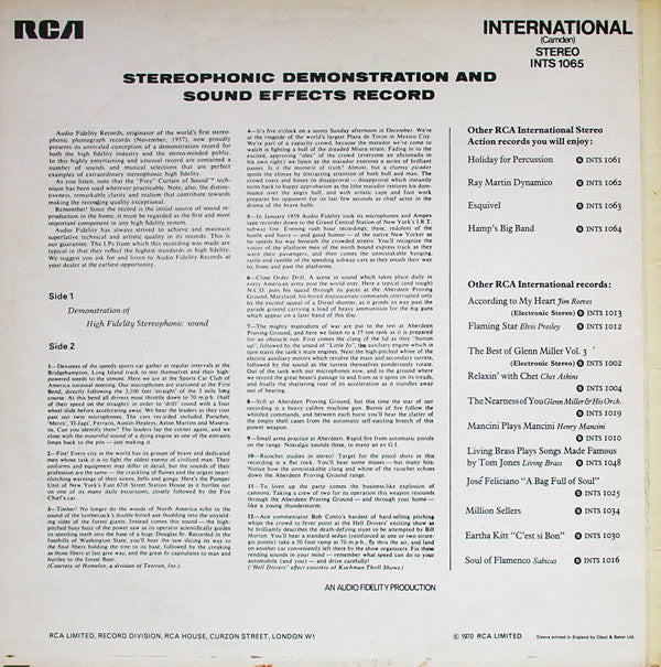 No Artist : Stereophonic Demonstration And Sound Effects (LP, RE)