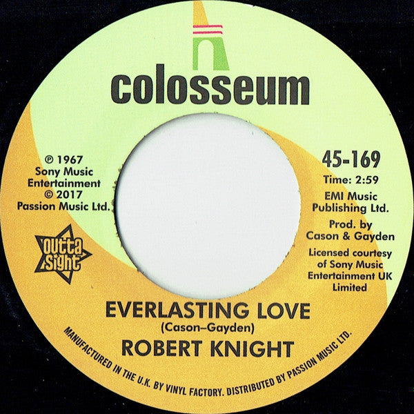 Robert Knight : Love On A Mountain Top / Everlasting Love (7", Single, RE)