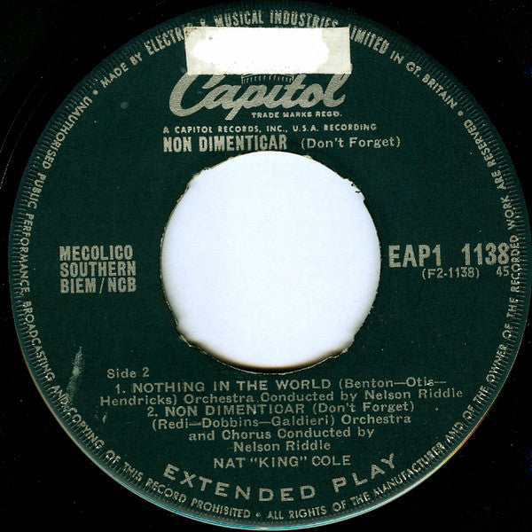 Nat King Cole : Non Dimenticar (7", EP)