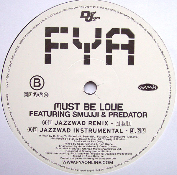 FYA : Must Be Love (12", Promo)