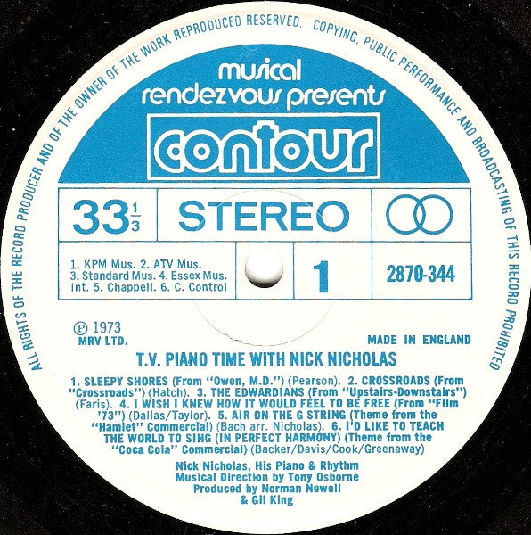 Nick Nicholas : TV Piano Time With Nick Nicholas (LP)