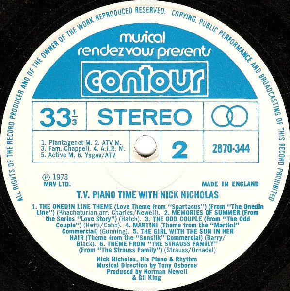 Nick Nicholas : TV Piano Time With Nick Nicholas (LP)