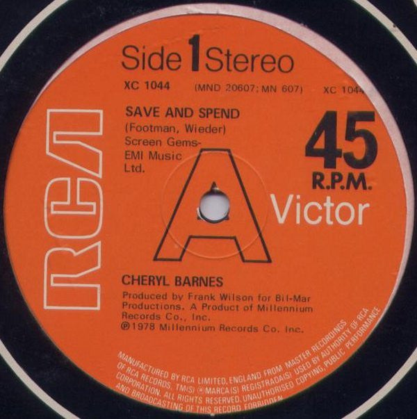 Cheryl Barnes : Save And Spend (12")