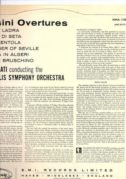 Gioacchino Rossini, Antal Dorati Conducting Minneapolis Symphony Orchestra : Rossini Overtures.  (LP, Mono, RE)