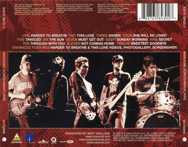 Maroon 5 : Songs About Jane (CD, Album, Enh, Dis)