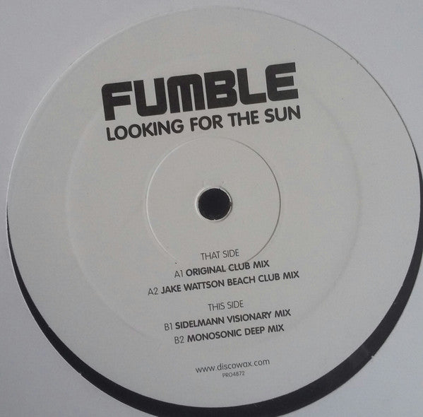 Fumble (2) : Looking For The Sun (12", Single, Promo)