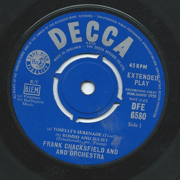 Frank Chacksfield & His Orchestra : Immortal Serenades (7", EP, Mono)