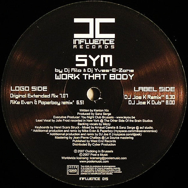 Sym (2) By DJ Milo (2) & DJ Yves-E-Zone : Work That Body (12")