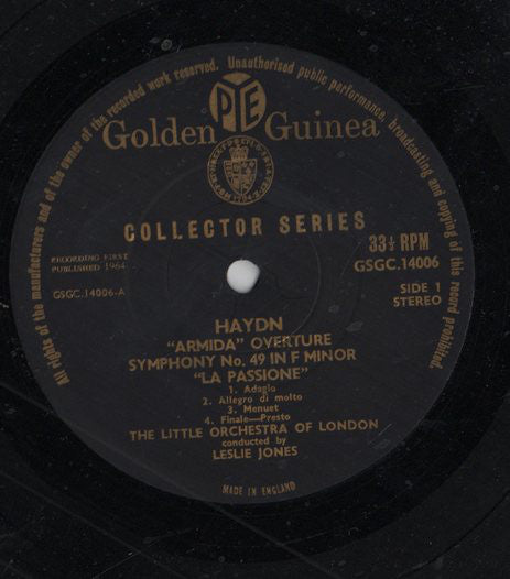 Joseph Haydn  -  The Little Orchestra Of London  Conducted By Leslie Jones : Haydn Symphonies No.49 No.44 (LP, Album)