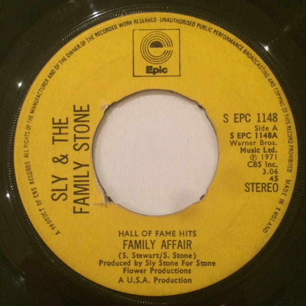 Sly & The Family Stone : Family Affair / Dance To The Music (7", Single, 4-P)