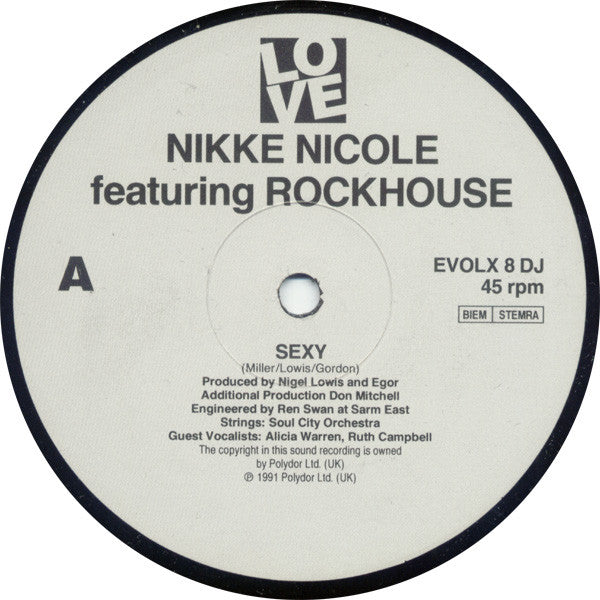 Nikke Nicole Featuring Rockhouse : Sexy (12", Promo)