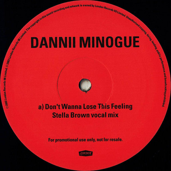 Dannii Minogue : Don't Wanna Lose This Feeling (2x12", Promo)