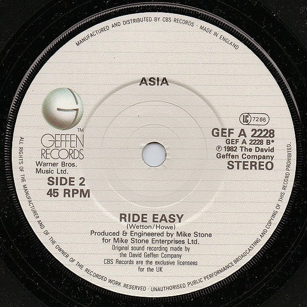 Asia (2) : Only Time Will Tell (7", Single)